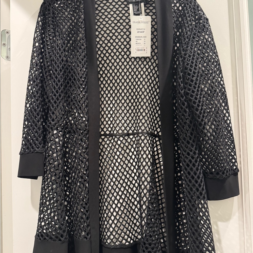 Frank Lyman Design Black Mesh Cardigan